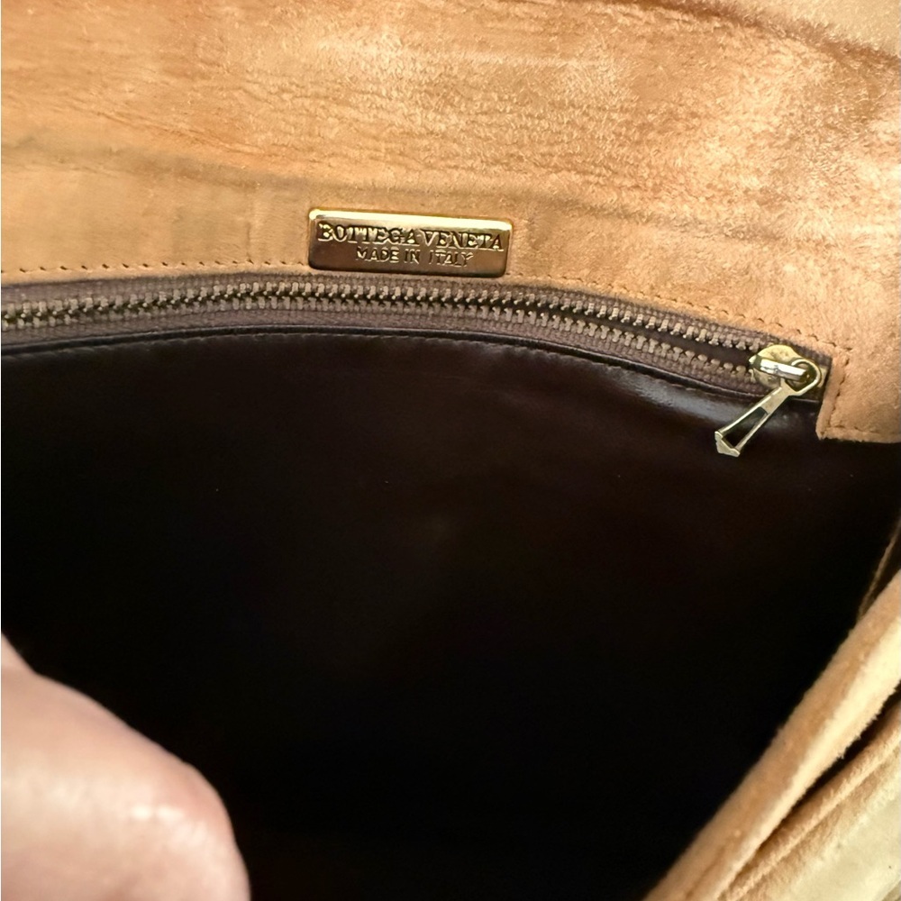 Bottega Veneta Suede Intrecciato Vintage Tan Woven Crossbody Bag - Picture 13 of 16
